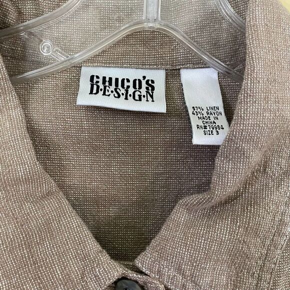 Chico's Design Linen Fringe Bottom Jacket Size 3 - Picture 2 of 7